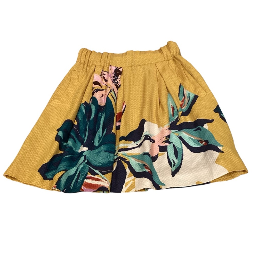 Anthropologie Maeve Yellow Floral Skirt w/ pockets Womens Size 4